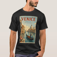 Venice Italy Canals Illustration Travel Art Retro