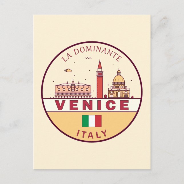 Venice Italy City Skyline Emblem Postcard (Front)