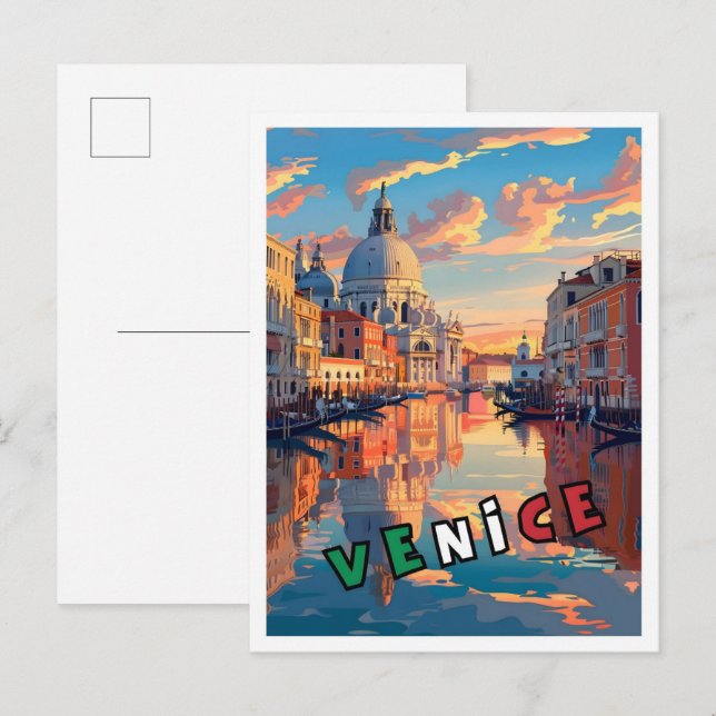 Venice Italy  Classic Art Retro Vintage Travel Postcard (Front/Back)