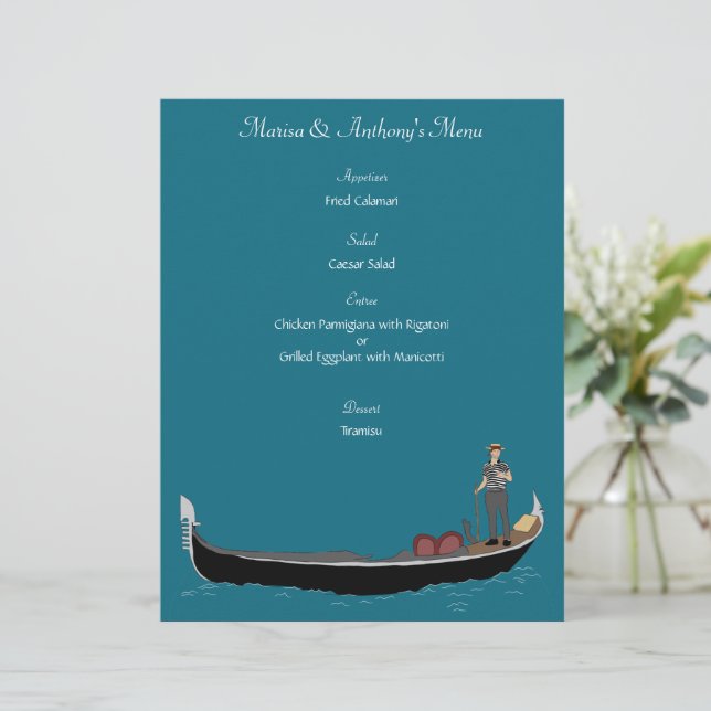 Venice, Italy Gondola and Gondolier Custom Menu Custom Letterhead (Standing Front)