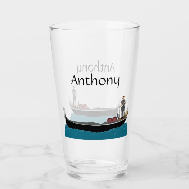 Venice, Italy Gondola and Gondolier Glass (Front)