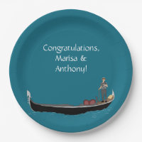 Venice, Italy Gondola and Gondolier Teal Blue