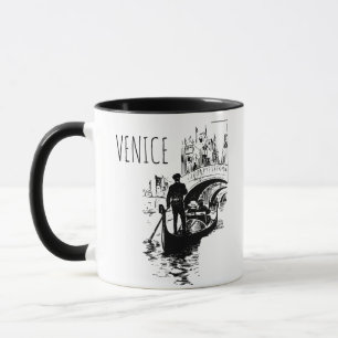 Venice Italy Gondola Black White Mug