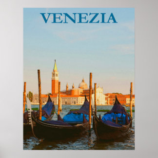 Venice, Italy Gondola Boat Vintage Travel Poster