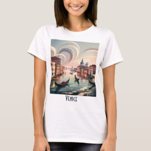 Venice Italy Gondola Canal Watercolor Retro Travel T-Shirt