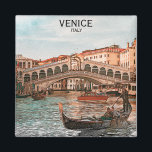 Venice Italy Gondola City Canal View Magnet<br><div class="desc">Beautiful Magnet and souvenir of the italian city of Venice featuring a gondola and a  city view over the popular european travel destination. It shows the famous buildings the canal and a gondola. Great gift idea for your family and loved ones.</div>