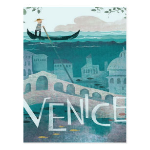 venice Italy Gondola travel vacation retro post Postcard