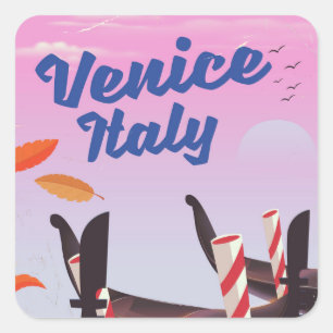 Venice Italy Gondola vacation print. Square Sticker