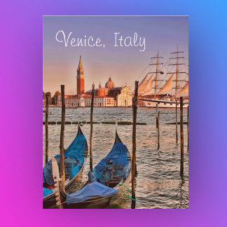 Venice, Italy Gondolas And Sailboat Postcard