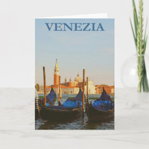 Venice Italy Gondolas Retro Vintage Travel Poster Card
