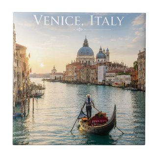 Venice Italy Grand Canal Gondola Sunset Ceramic Tile