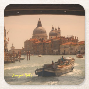 Venice Italy Grand Canal Vintage Square Paper Coaster