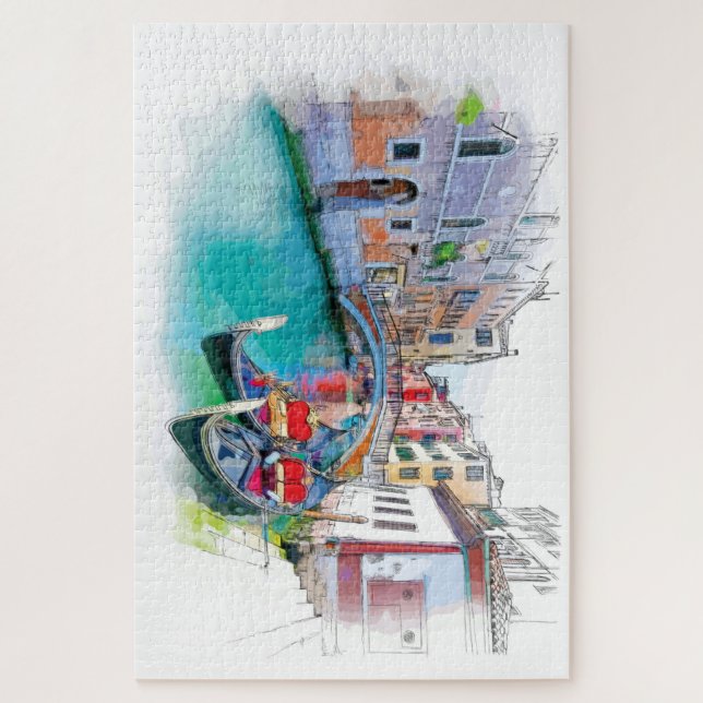 Venice Italy Hand Drawn Landscape Jigsaw Puzzle (Vertical)
