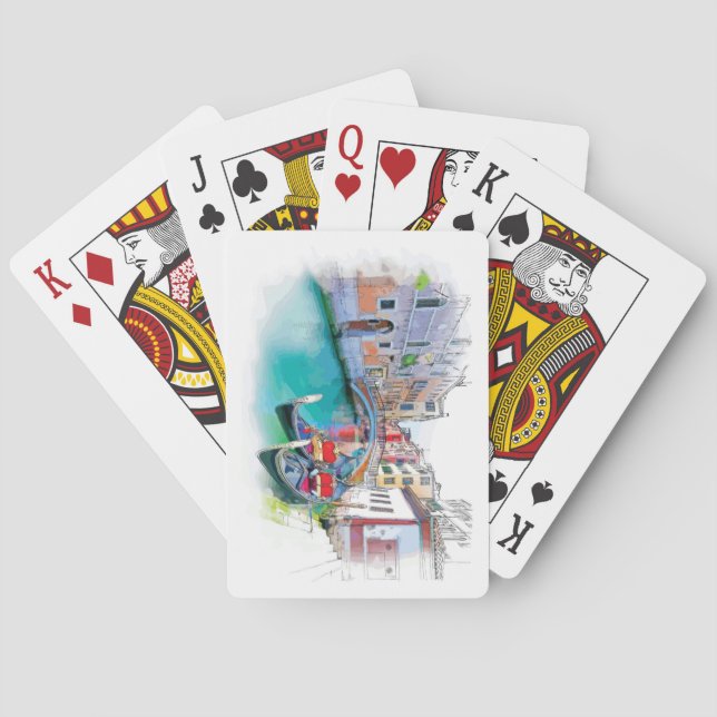 Venice Italy Hand Drawn Landscape Playing Cards (Back)