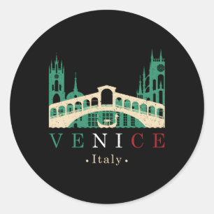 Venice Italy Iconic Gondola Rialto Bridge Ponte Di Classic Round Sticker