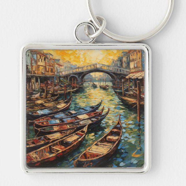 Venice, Italy, in van Gogh style Key Ring (Front)