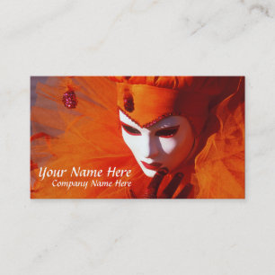 Venice, Italy (IT) - Orange Carnival Costume Business Card