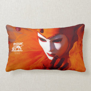 Venice, Italy (IT) - Orange Carnival Costume Lumbar Cushion