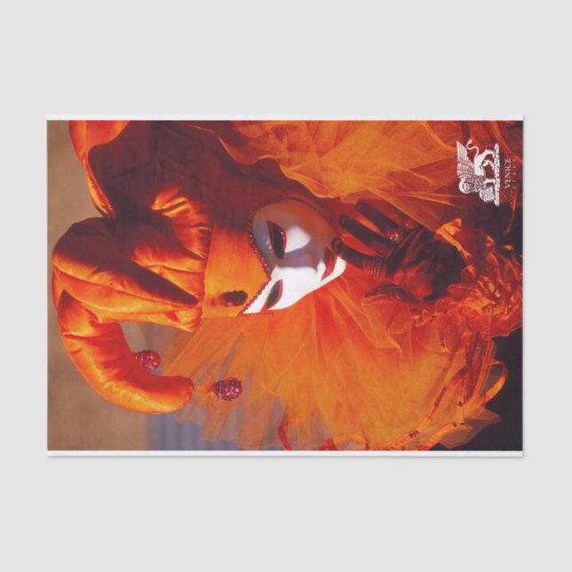 Venice, Italy (IT) - Orange Carnival Costume Tissue Paper (Front)