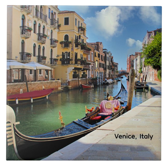 Venice, Italy, picturesque with gondola and canal, Ceramic Tile (Front)