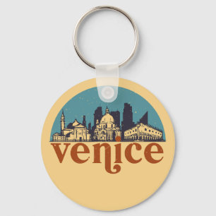 Venice Italy Retro City Skyline Cityscape Art Key Ring