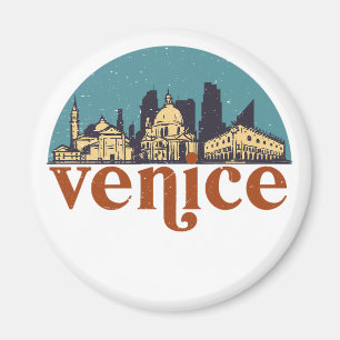Venice Italy Retro City Skyline Cityscape Art Magnet