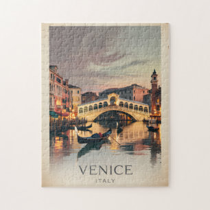 Venice Italy Rialto Bridge Vintage Twilight Rustic Jigsaw Puzzle