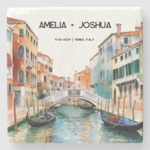 Venice Italy Romantic Save the Date Stone Coaster