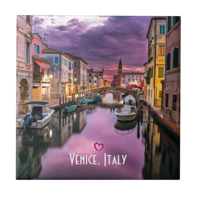 Venice, Italy Scenic Canal & Venetian Architecture Ceramic Tile (Front)