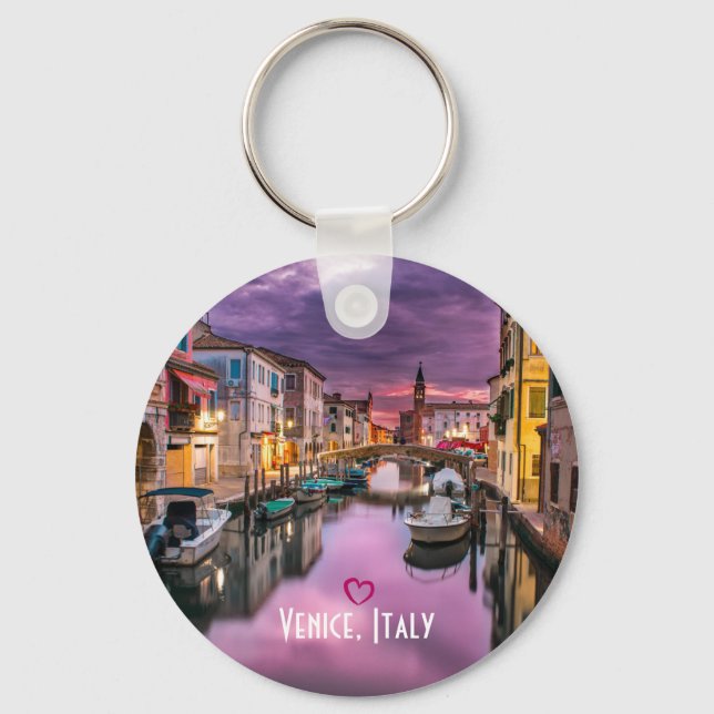 Venice, Italy Scenic Canal & Venetian Architecture Key Ring (Front)