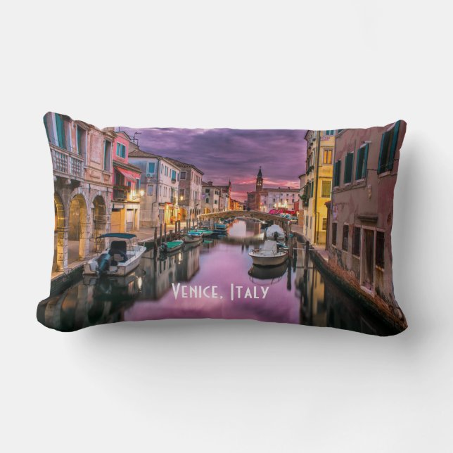 Venice, Italy Scenic Canal & Venetian Architecture Lumbar Cushion (Front)