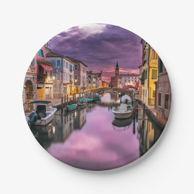 Venice, Italy Scenic Canal & Venetian Architecture Paper Plate (Front)