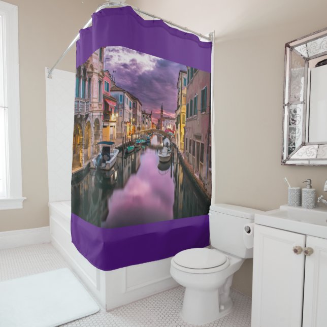 Venice, Italy Scenic Canal & Venetian Architecture Shower Curtain (In Situ)