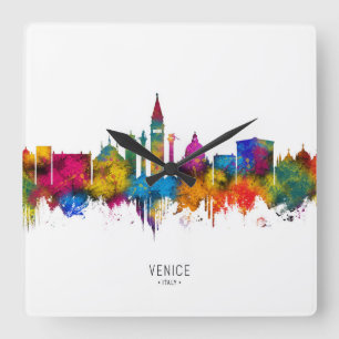 Venice Italy Skyline Square Wall Clock
