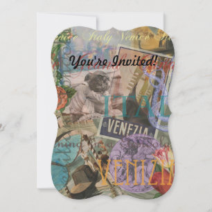 Venice Italy Travel Vintage Pretty Colourful Art Invitation