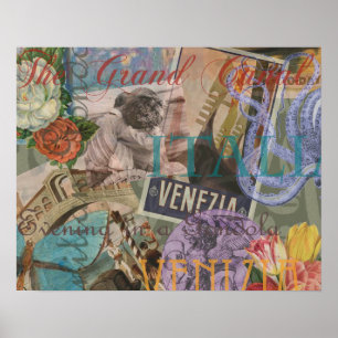 Venice Italy Travel Vintage Pretty Colourful Art Poster