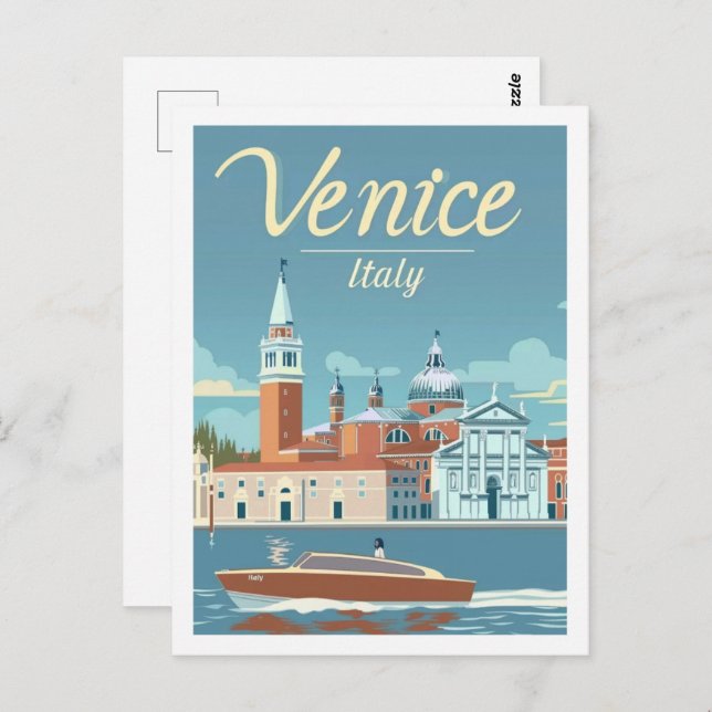 Venice Italy Vintage Famous Travel Place Postcard (Front/Back)