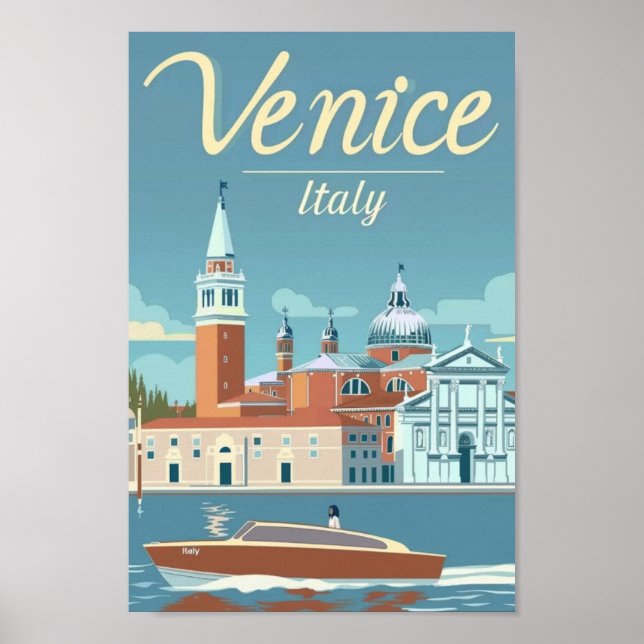 Venice Italy Vintage Famous Travel Place Poster (Front)