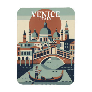 Venice Italy Vintage Travel Gondola Canal Magnet