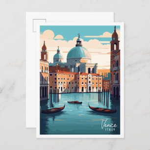 Venice Italy vintage travel illustration Postcard