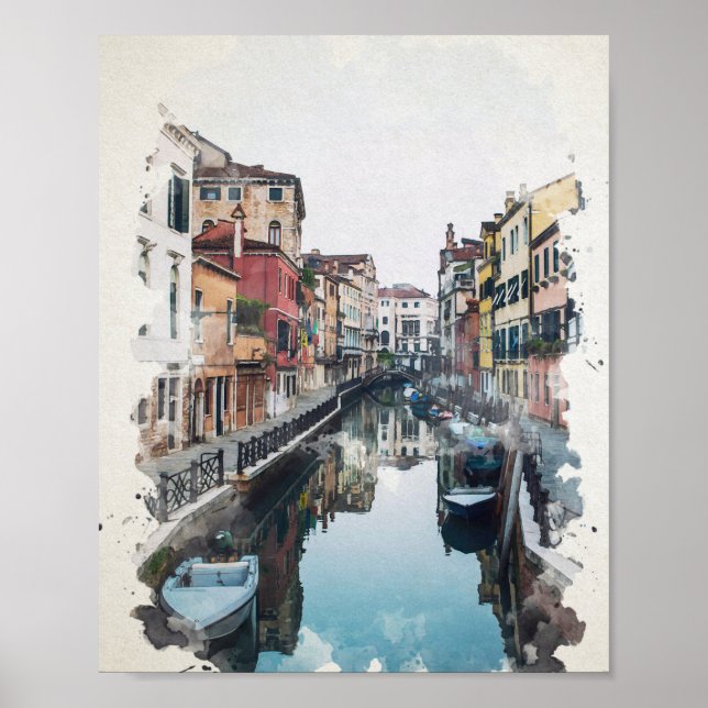 Venice Italy Watercolor Art Poster (Front)