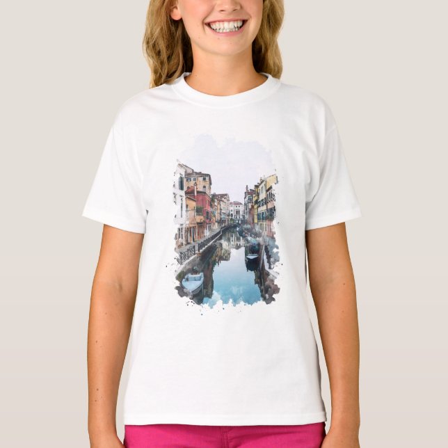 Venice Italy Watercolor Art T-Shirt (Front)
