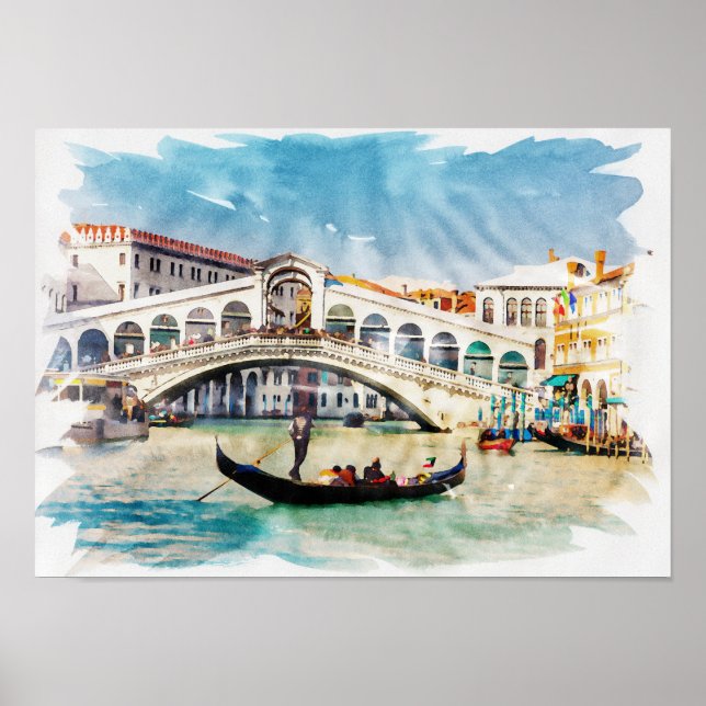 Venice, Italy - Watercolor Poster (Front)