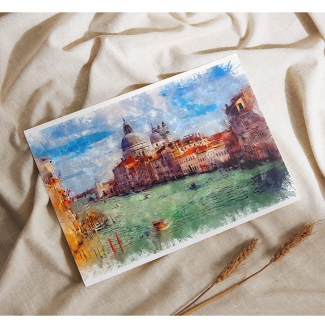 Venice Italy WatercolorTravel Art Holiday Postcard (Creator Uploaded)