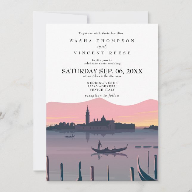 Venice Italy Wedding Invitation Retro (Front)
