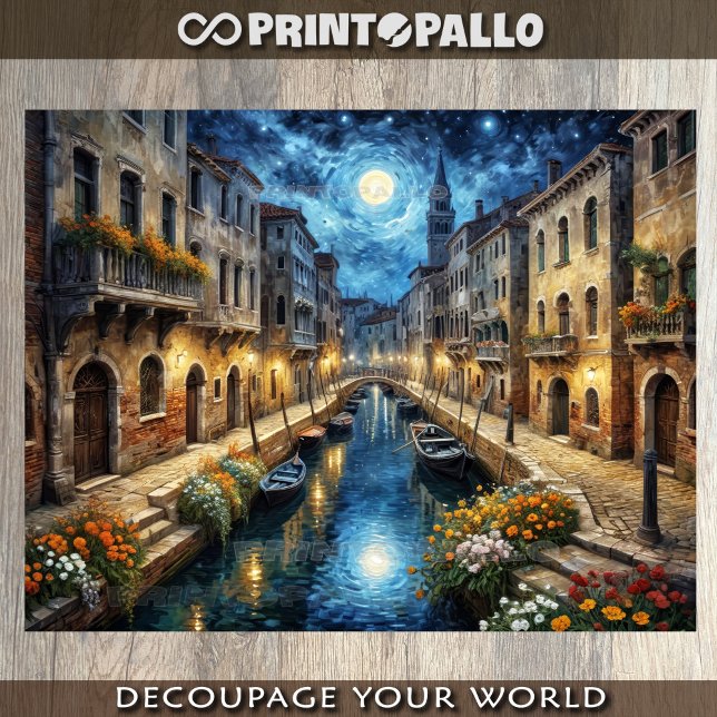 Venice landscape at night with Van Gogh sky Tissue Paper (Creator Uploaded)