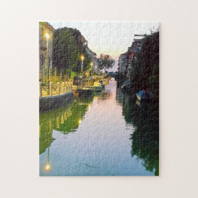 Venice Lido canal at twilight Italian view Italy Jigsaw Puzzle (Vertical)