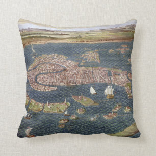 VENICE: MAP, 16TH CENTURY CUSHION
