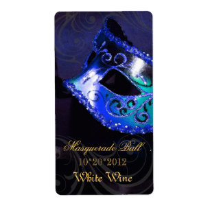 Venice Masquerade Blue Wine Holiday Label
