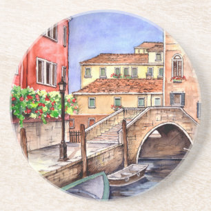 Venice - Pen & Wash Watercolor Coaster